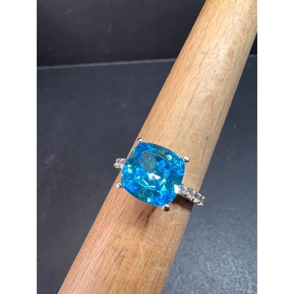 Vintage 14K White Gold Cushion Cut CZ Engagement Ring Size 7 - Picture 15 of 16